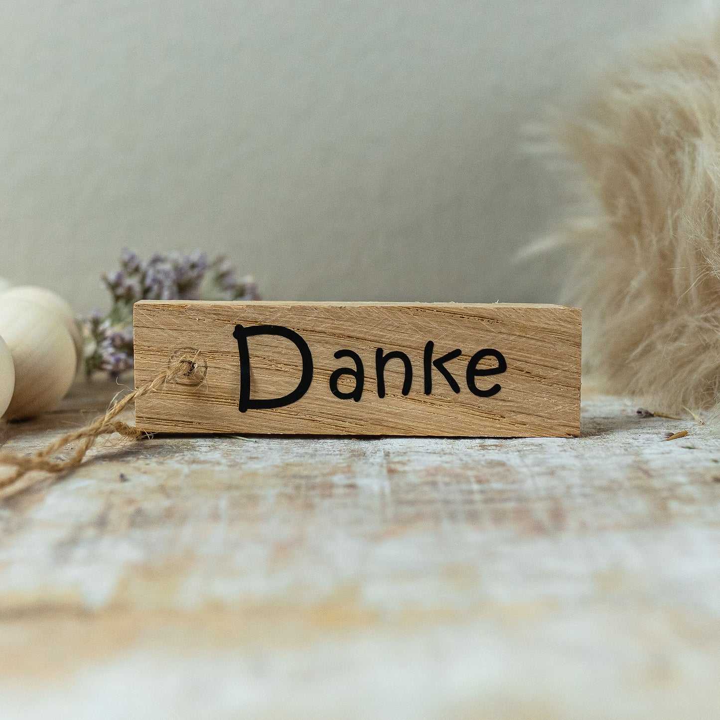 Holzanhänger Danke schwarz