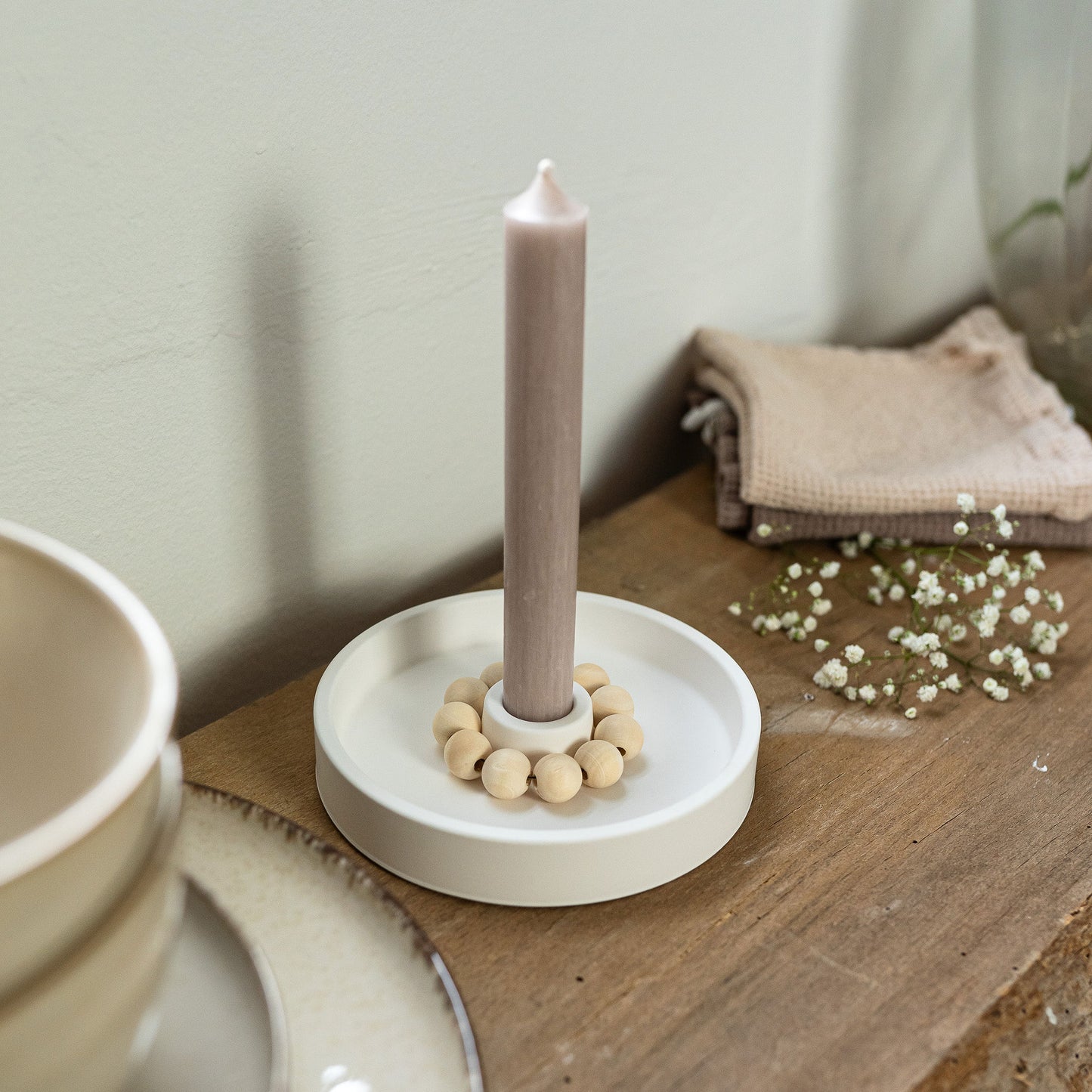Hygge Kerzenteller Einfachheit Taupe