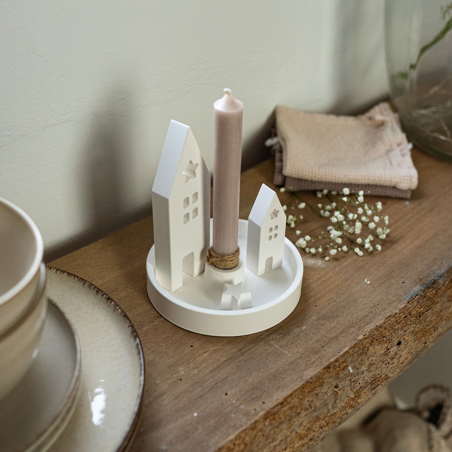 Hygge Kerzenteller Nordlicht Taupe