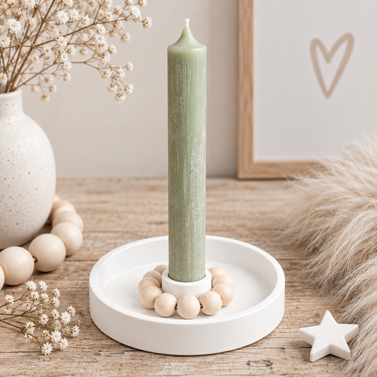 Hygge Kerzenteller Einfachheit Gruene Kerze
