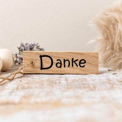Holzanhänger Danke schwarz Geschenkidee