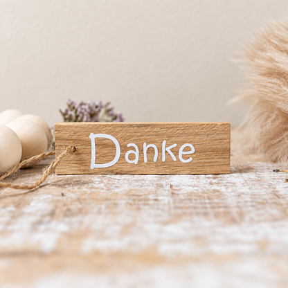 Holzanhänger Danke weiß Geschenkidee