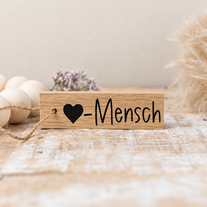 Holzanhänger Herz-Mensch schwarz Geschenkidee