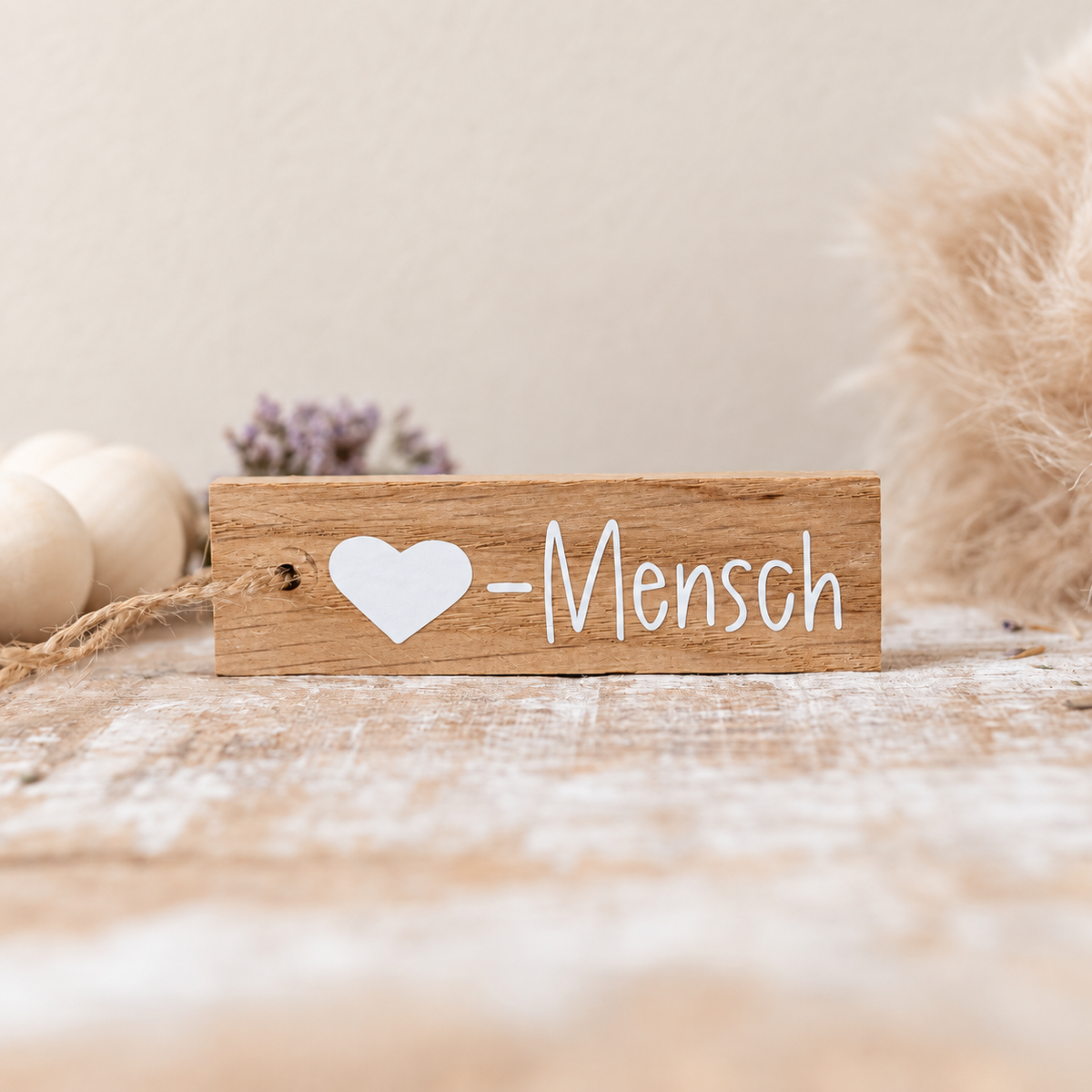 Holzanhänger Herz-Mensch weiß Geschenkidee