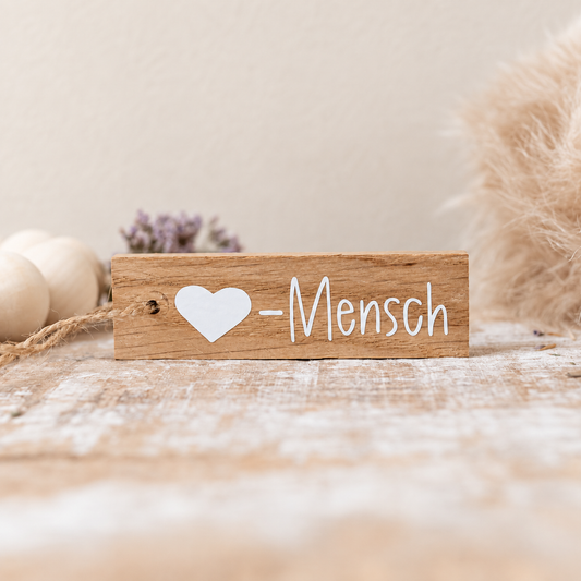 Holzanhänger Herz-Mensch weiß