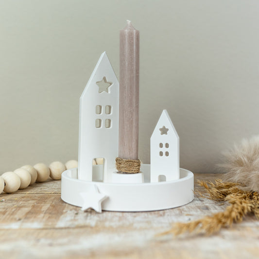 Hygge Kerzenteller Nordlicht Taupe Kerze