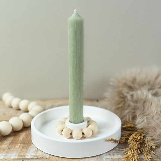Hygge Kerzenteller Einfachheit Salbei Kerze mit Perlenkette