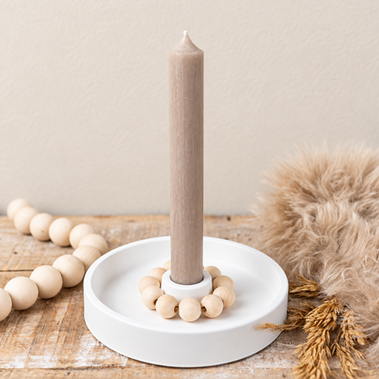 Hygge Kerzenteller Einfachheit Taupe Kerze mit Perlenkette
