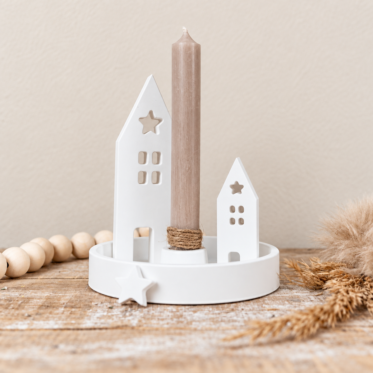 Hygge Kerzenteller Nordlicht Taupe Kerze